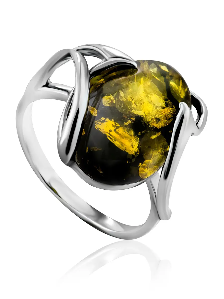 картинка Стильное кольцо со вставкой из натурального янтаря «Палермо» в онлайн магазине