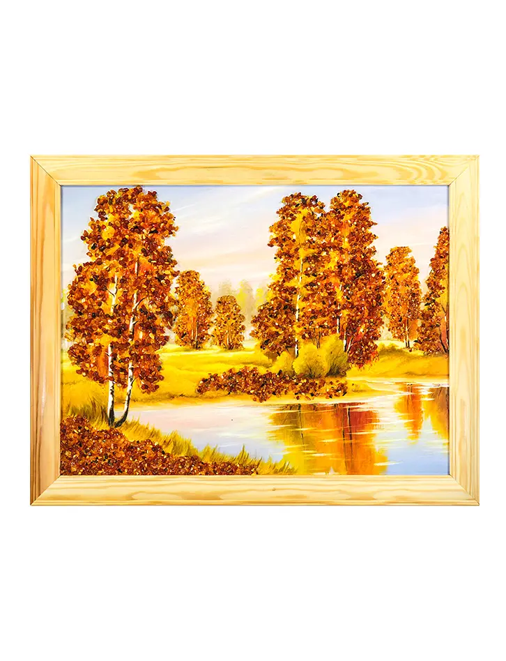 картинка Горизонтальная картина с кусочками натурального янтаря «Золото осени» в онлайн магазине