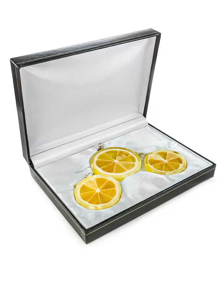 картинка Эксклюзивный комплект ручной работы из натурального балтийского янтаря «Апельсин» в онлайн магазине