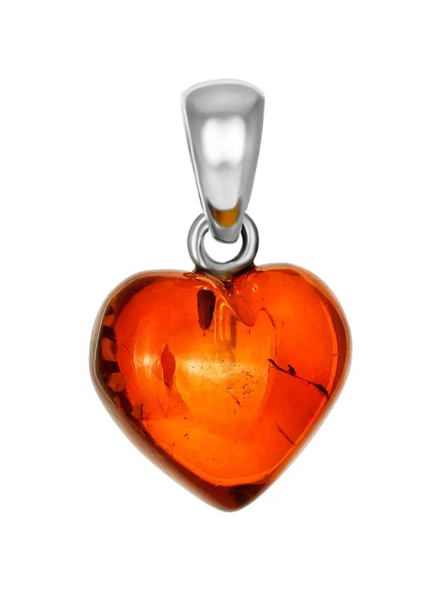 картинка Кулон «Сердце» из натурального янтаря цвета виски в онлайн магазине