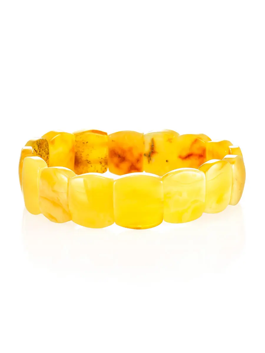 картинка Плоский браслет из цельного янтаря медового цвета в онлайн магазине