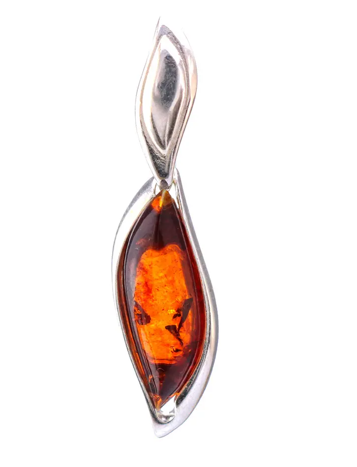 картинка Изящная подвеска из серебра и натурального вишнёвого янтаря «Капелла» в онлайн магазине
