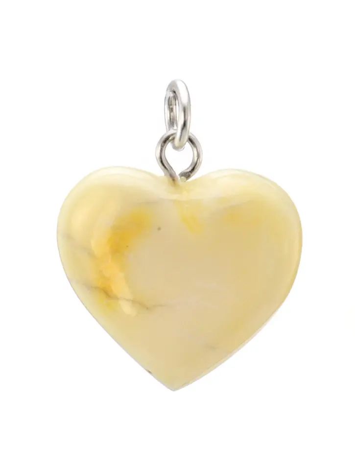 картинка Очаровательная подвеска в форме сердца из натурального белого янтаря в онлайн магазине