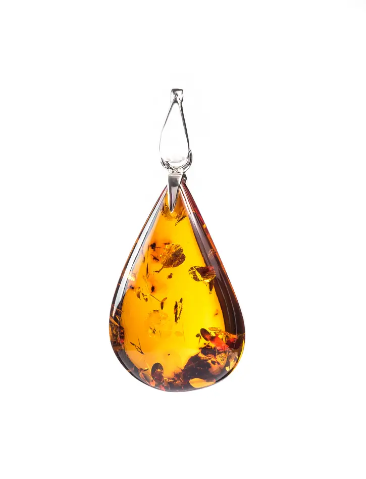 картинка Кулон из натурального янтаря чайного цвета в серебре в онлайн магазине