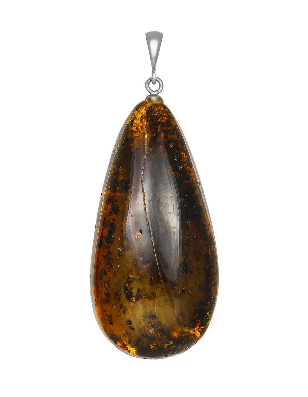 картинка Красивая подвеска из текстурного янтаря «Капля» в онлайн магазине