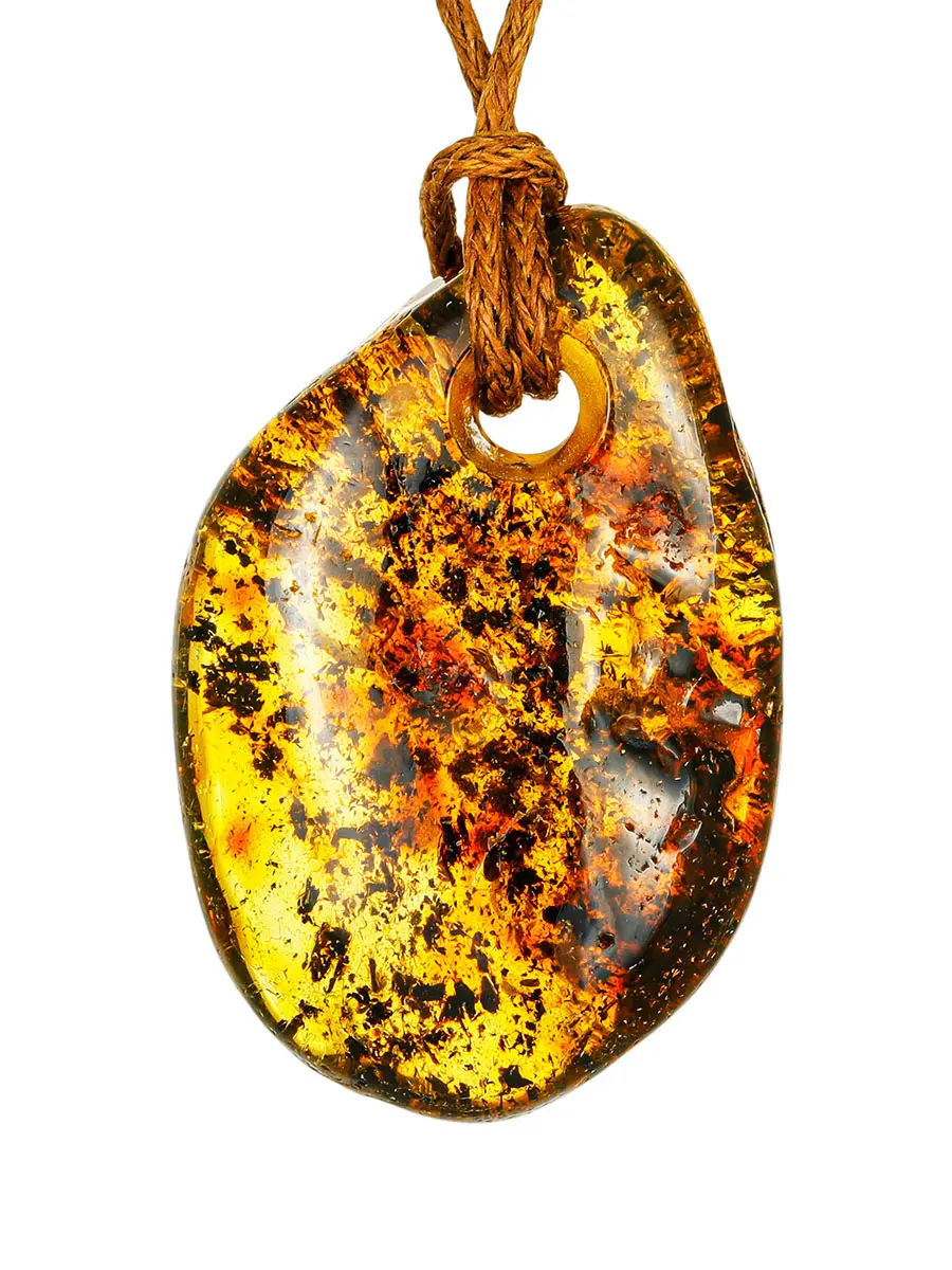 картинка Подвеска из цельного кусочка натурального янтаря с природной текстурой в онлайн магазине