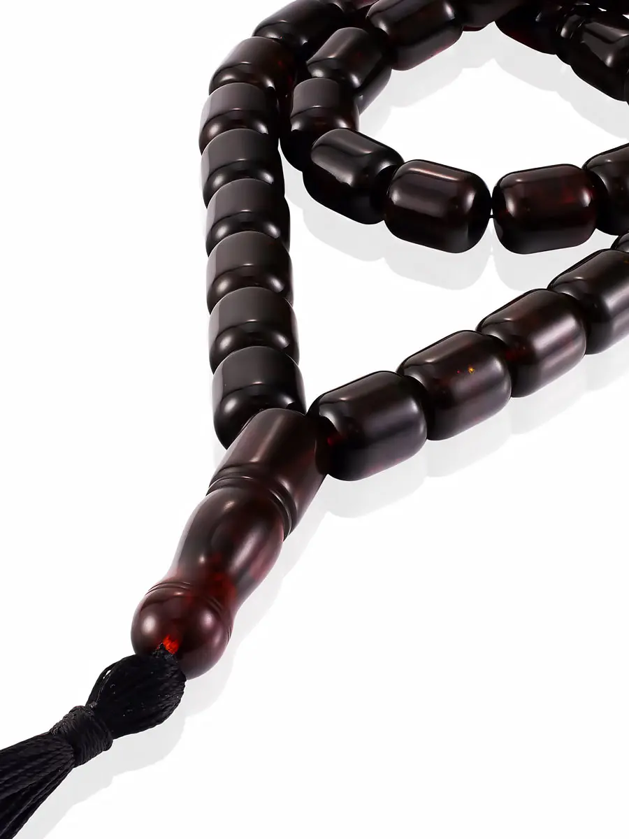 картинка Мусульманские чётки (тасбих) из формованного тёмного балтийского янтаря в онлайн магазине