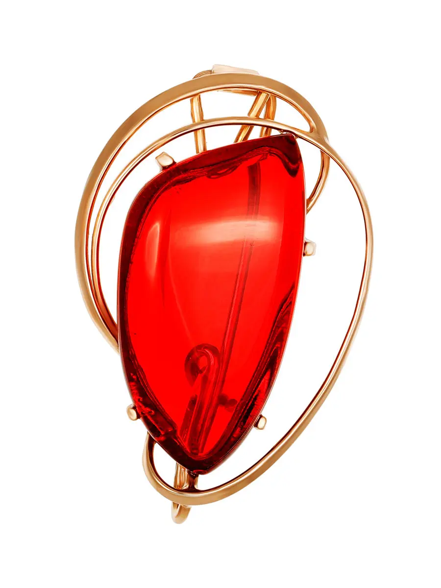 картинка Красивая янтарная подвеска-брошь насыщенного красного цвета «Риальто» в онлайн магазине