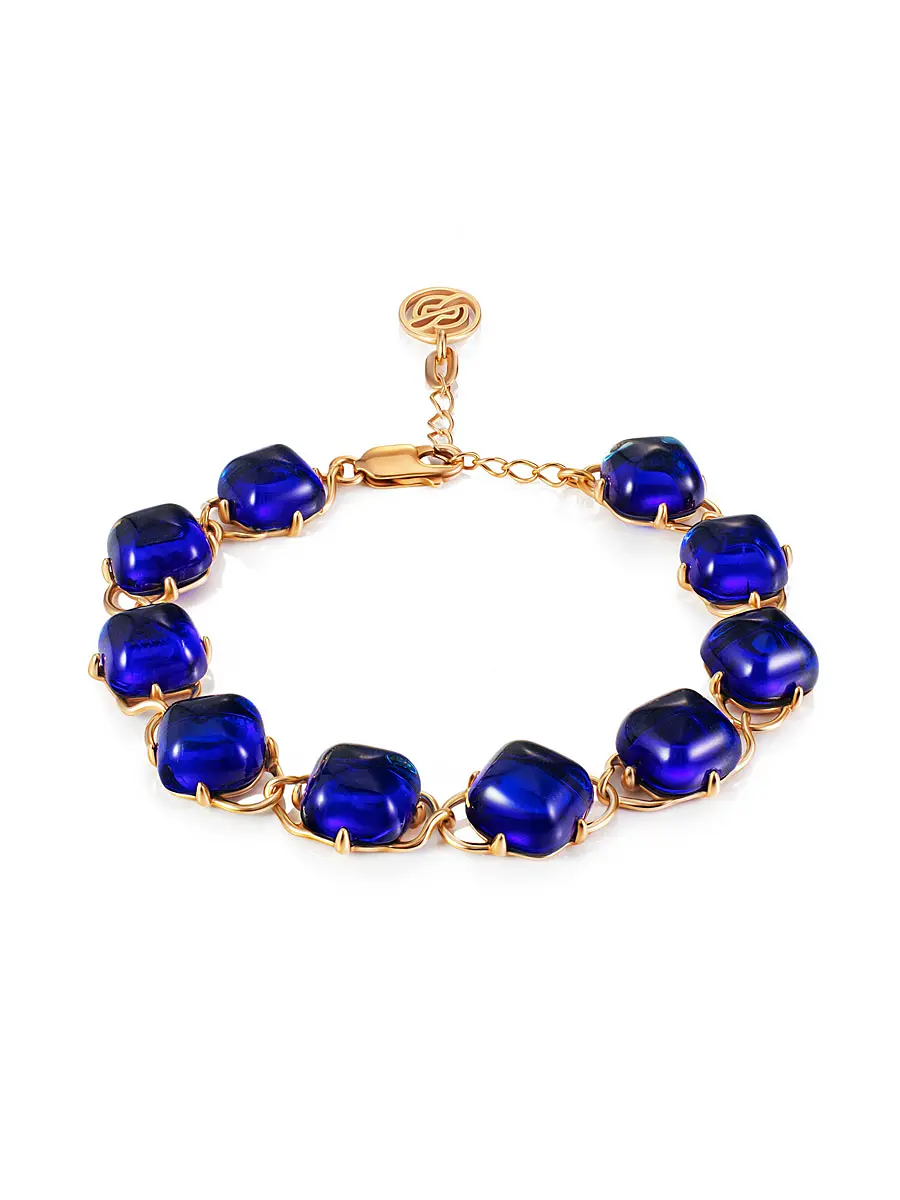 картинка Потрясающий браслет с синим янтарём «Византия» в онлайн магазине