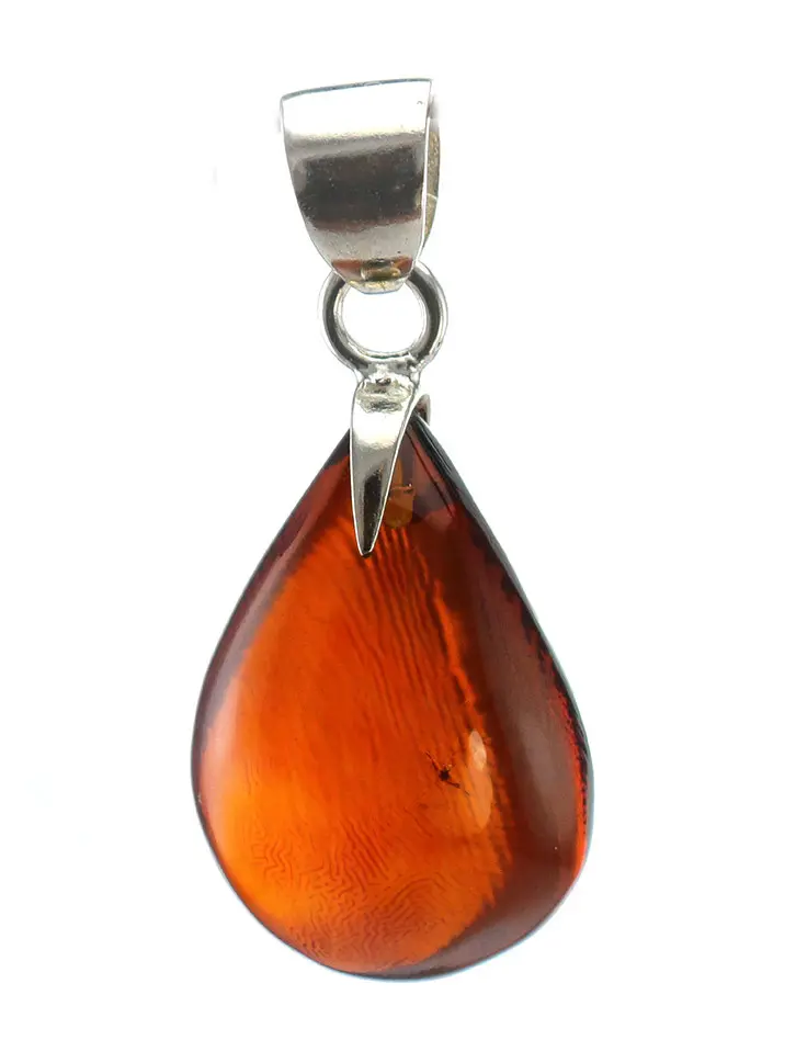 картинка Подвеска из натурального балтийского янтаря вишнёвого цвета в серебре в онлайн магазине