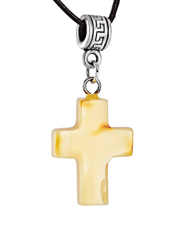 картинка Маленький крестик из цельного кусочка натурального янтаря в онлайн магазине