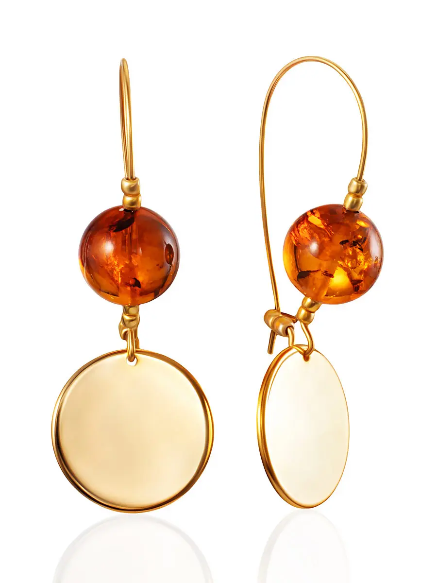 картинка Очаровательные серьги с янтарём на французском замочке в онлайн магазине