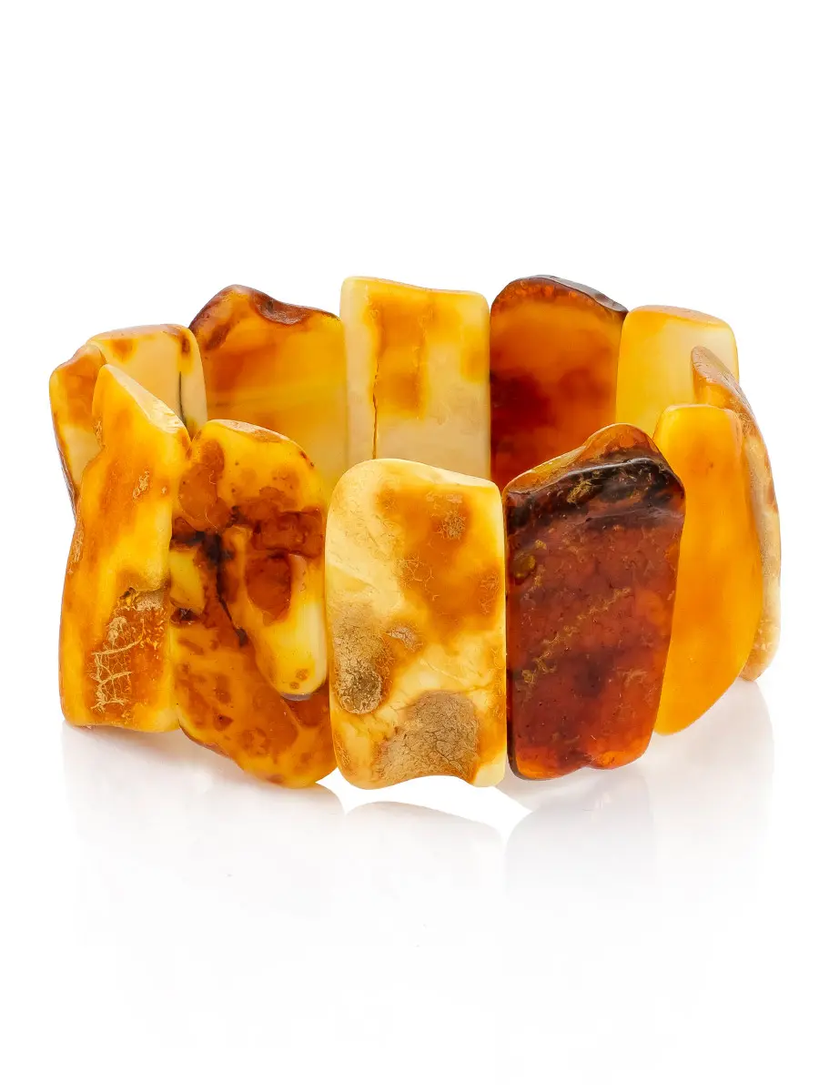 картинка Лечебный браслет из янтаря с красивой текстурой «Помпеи» в онлайн магазине