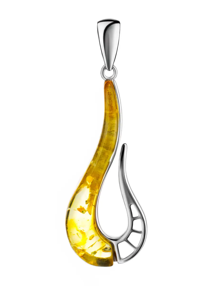 картинка Яркий необычный кулон из янтаря лимонного цвета «Санрайз» в онлайн магазине