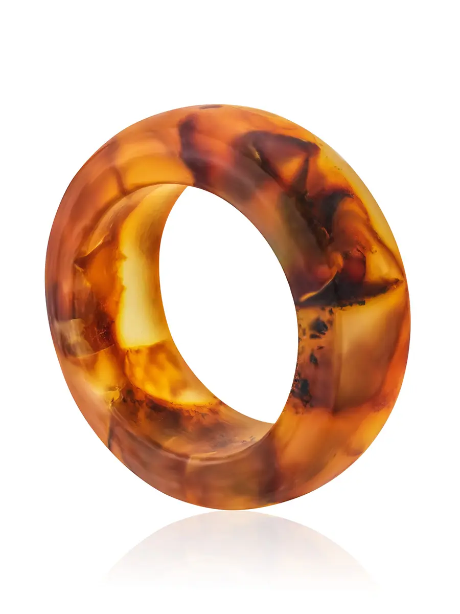 картинка Матовое текстурное кольцо из натурального формованного янтаря «Везувий» в онлайн магазине