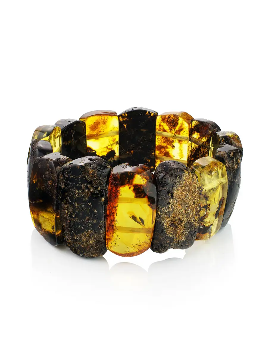 картинка Яркий переливающийся браслет «Помпеи» из цельного янтаря в онлайн магазине