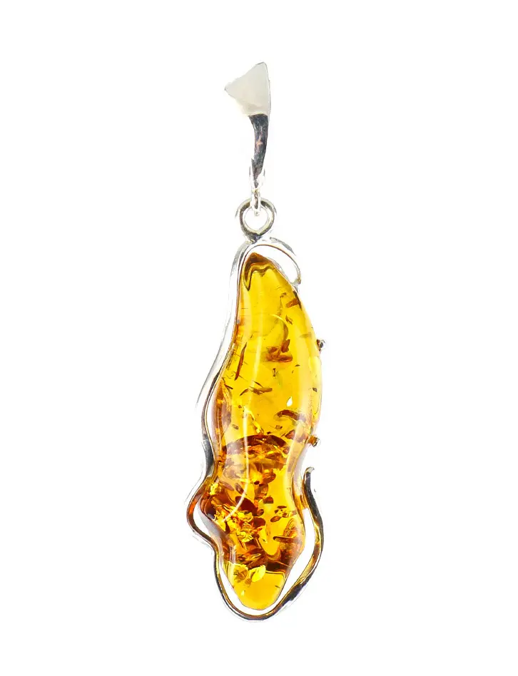 картинка Подвеска из натурального золотисто-коньячного янтаря в серебре «Лагуна» в онлайн магазине