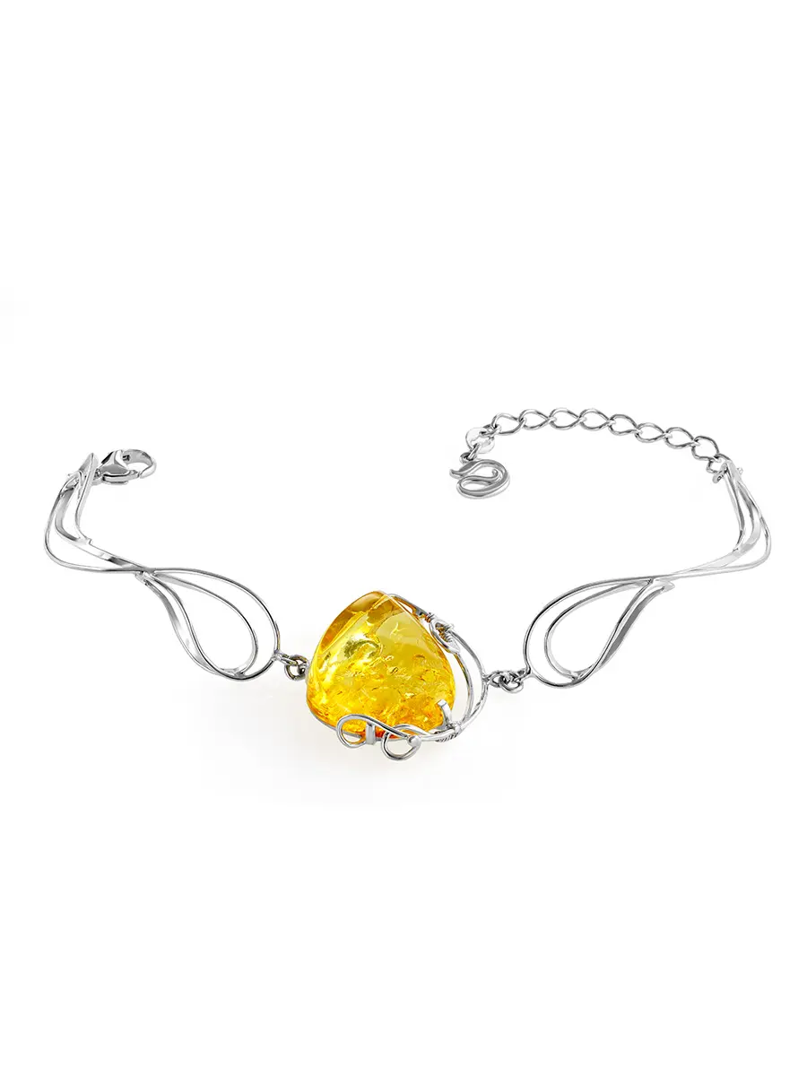 картинка Нежный изящный браслет «Риальто» из серебра и лимонного янтаря в онлайн магазине