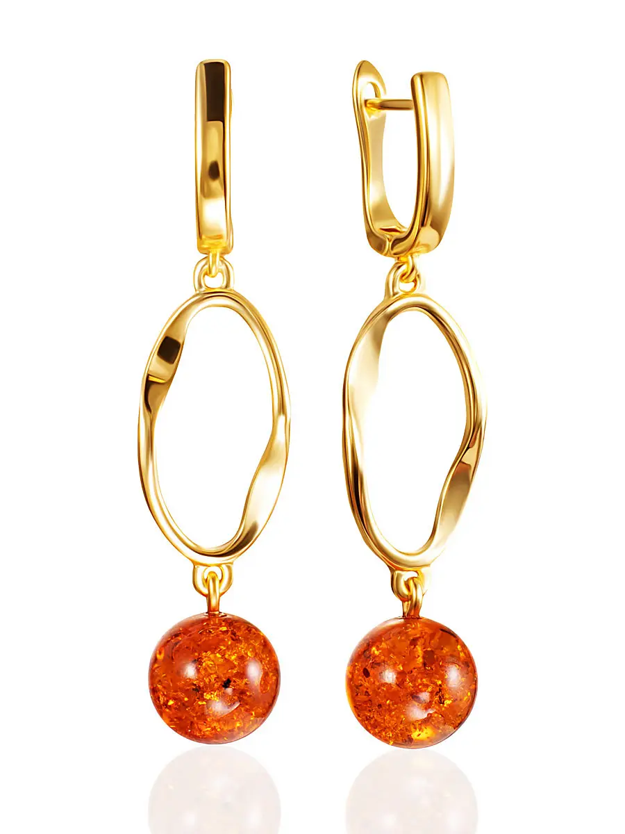 картинка Яркие трендовые серьги с натуральным балтийским янтарём в онлайн магазине