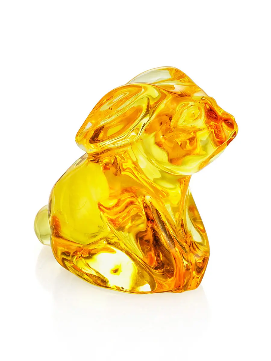 картинка Резная фигурка «Зайчик» из натурального цельного янтаря лимонного цвета в онлайн магазине