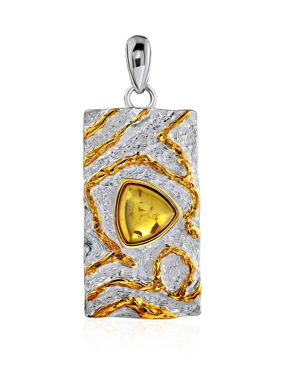 картинка Текстурный кулон «Эритрея» с золотистым янтарём в онлайн магазине
