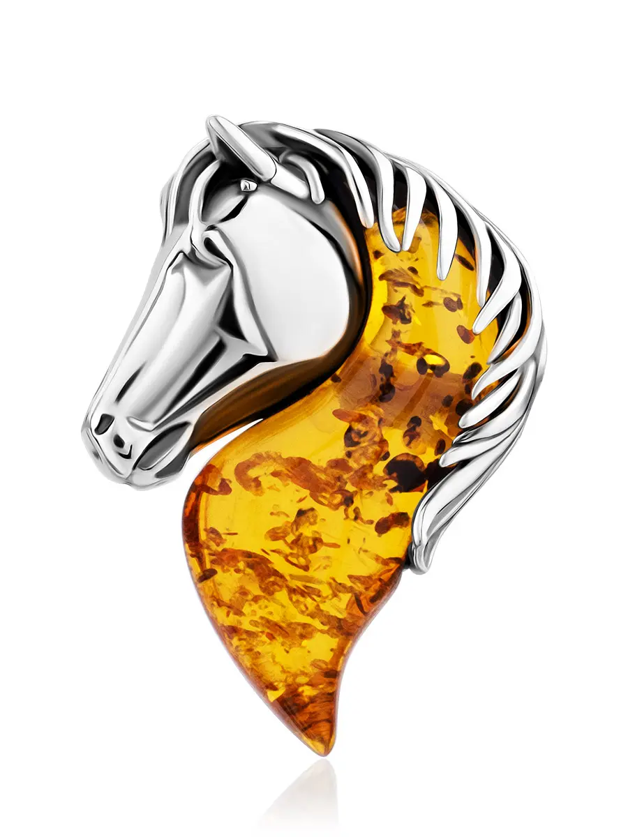 картинка ЭФфектная подвеска «Каприоль» из натурального коньячного янтаря в онлайн магазине
