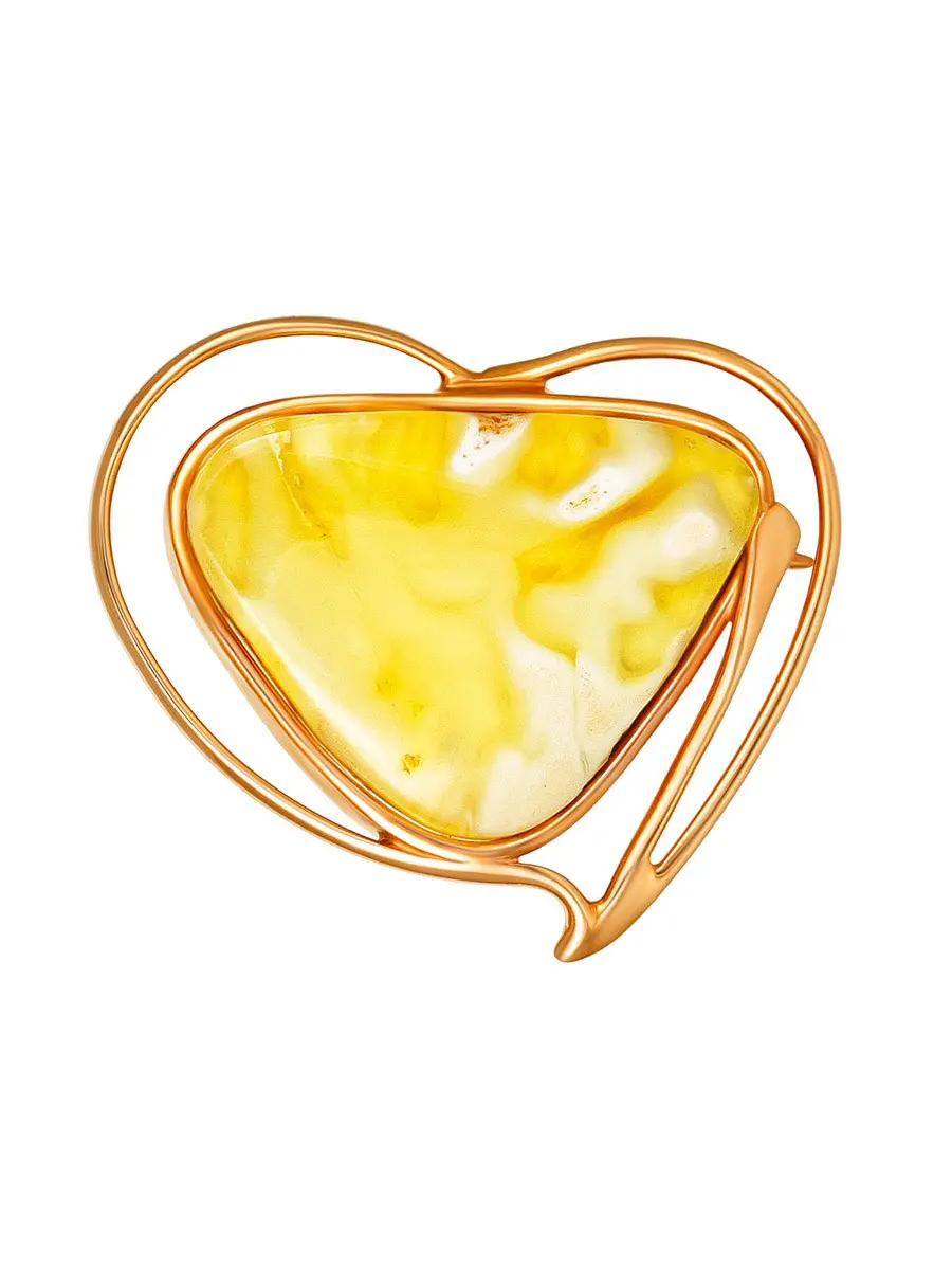 картинка Нежная брошь с пейзажным медовым янтарём «Риальто» в онлайн магазине