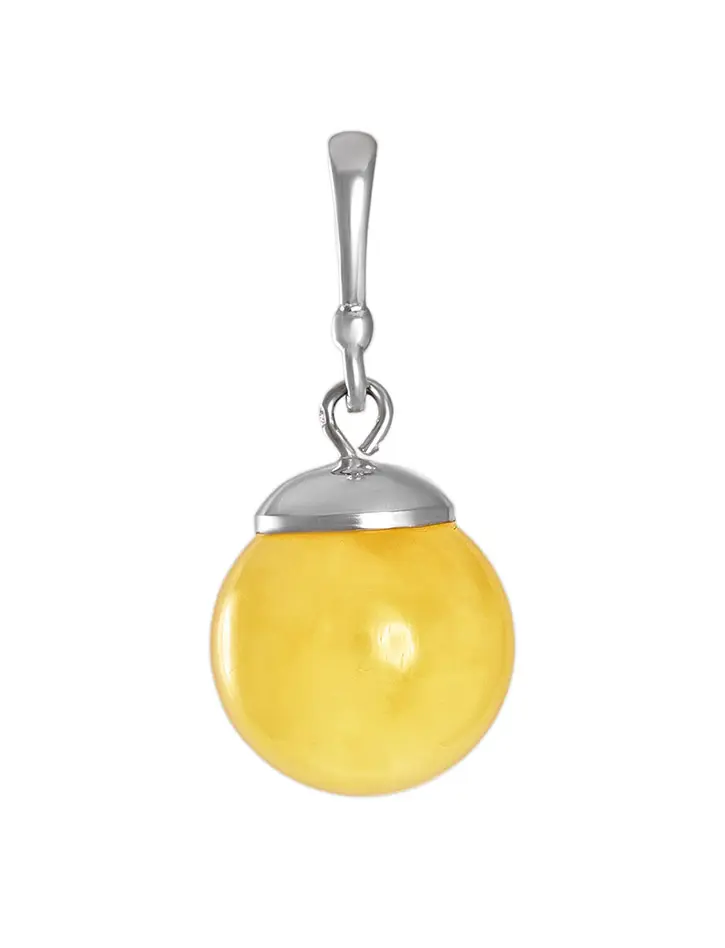 картинка Подвеска в форме шара из натурального медового янтаря с серебром «Юпитер» в онлайн магазине