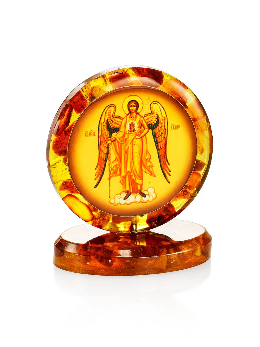 картинка Икона-оберег «Ангел-Хранитель» в янтарной оправе в онлайн магазине
