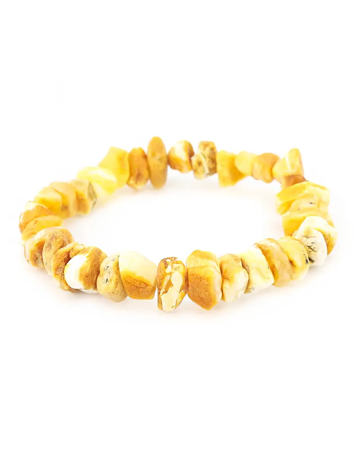 картинка Лечебный браслет из натурального нешлифованного янтаря светло-медового цвета в онлайн магазине