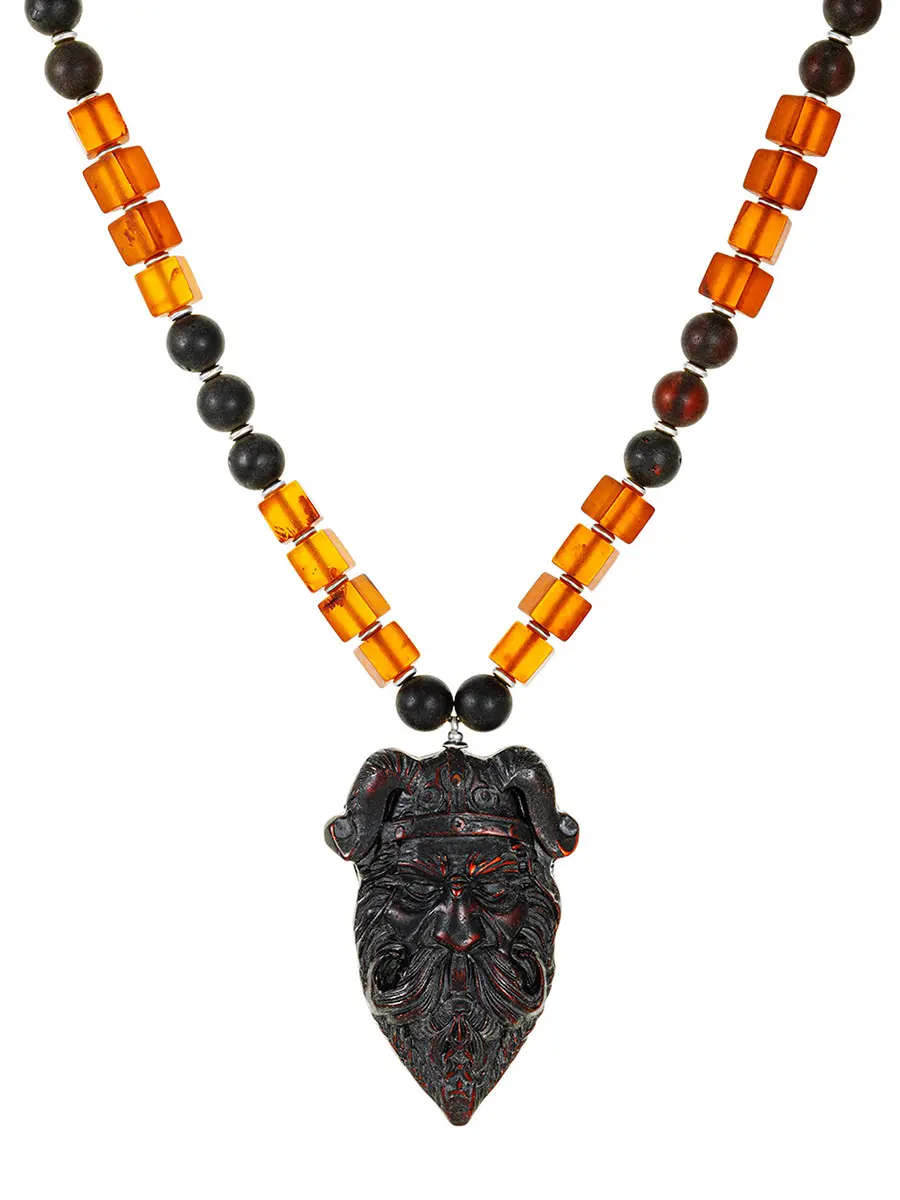 картинка Стильные бусы из натурального балтийского янтаря «Викинг» в онлайн магазине