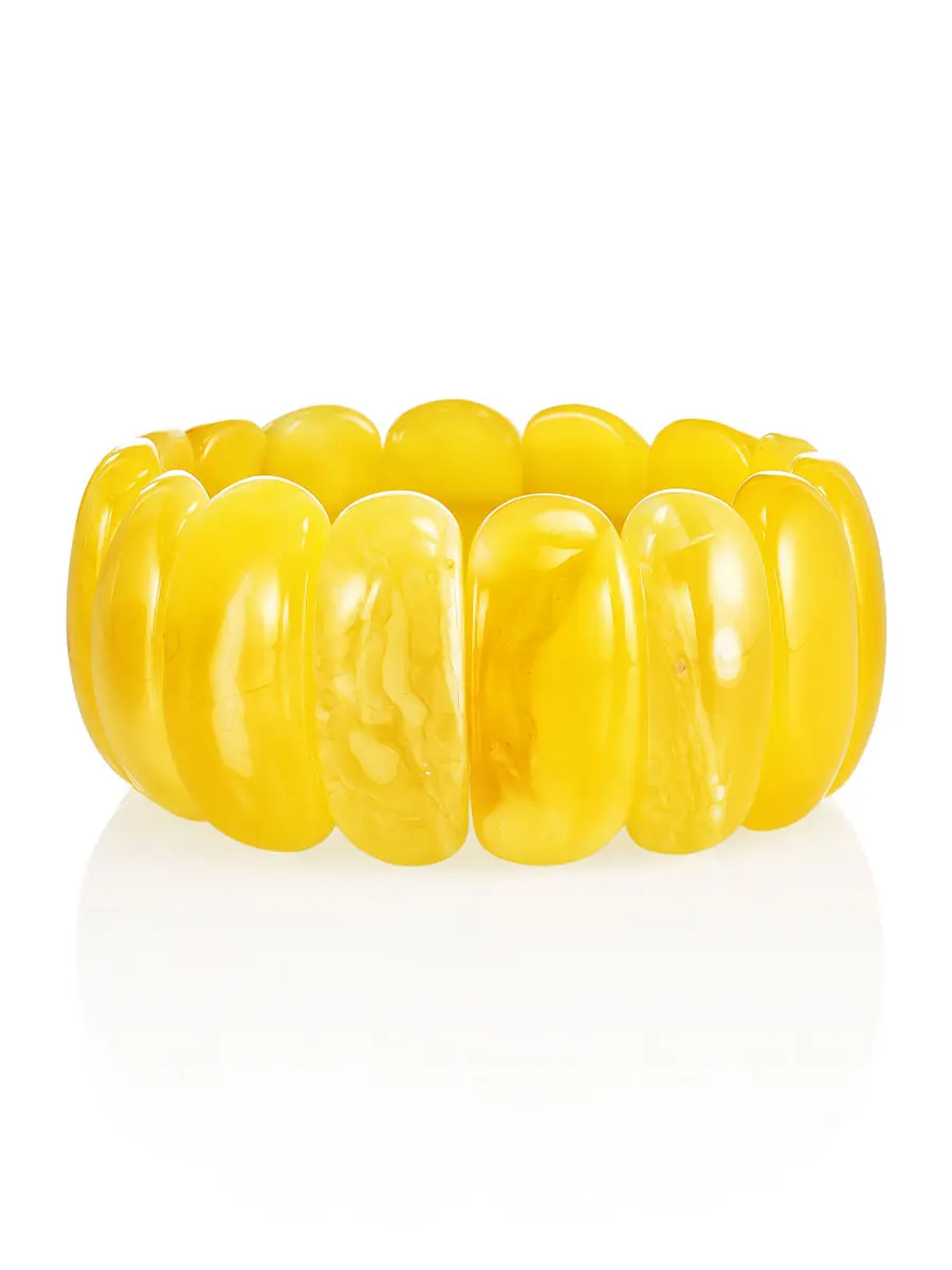 картинка Красивый браслет из натурального янтаря медового цвета в онлайн магазине
