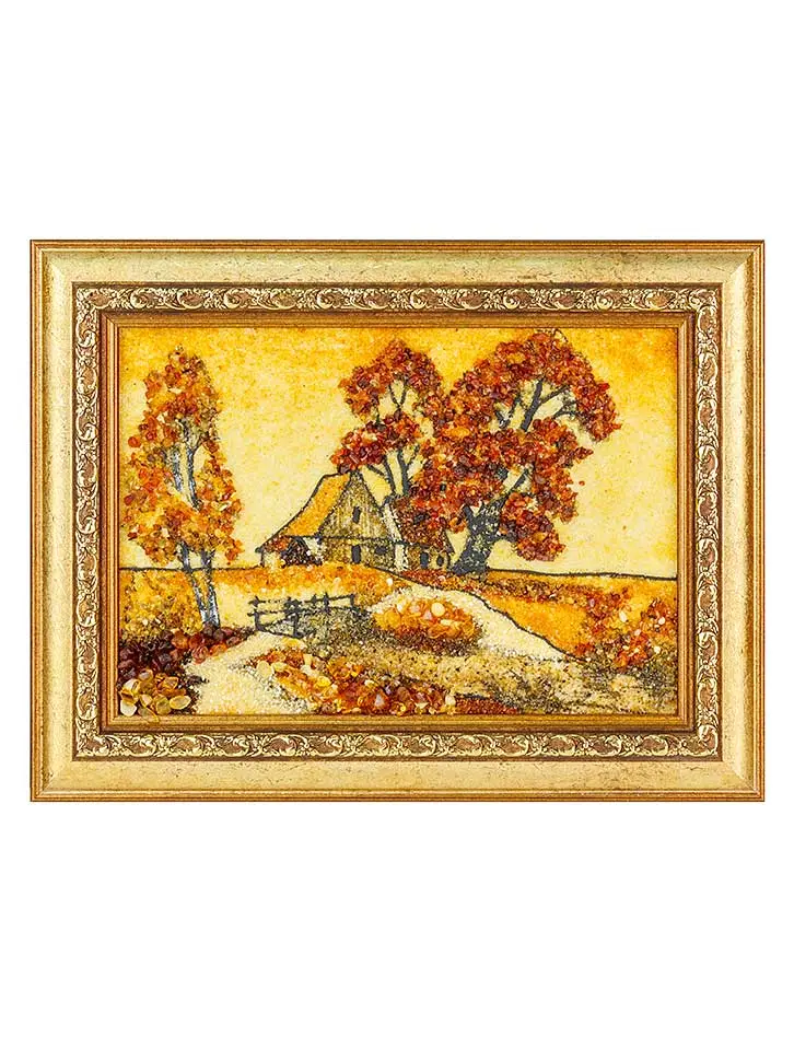 картинка Небольшая янтарная картина «Осенняя песня» 20 см (В) х 26 см (Ш) в онлайн магазине