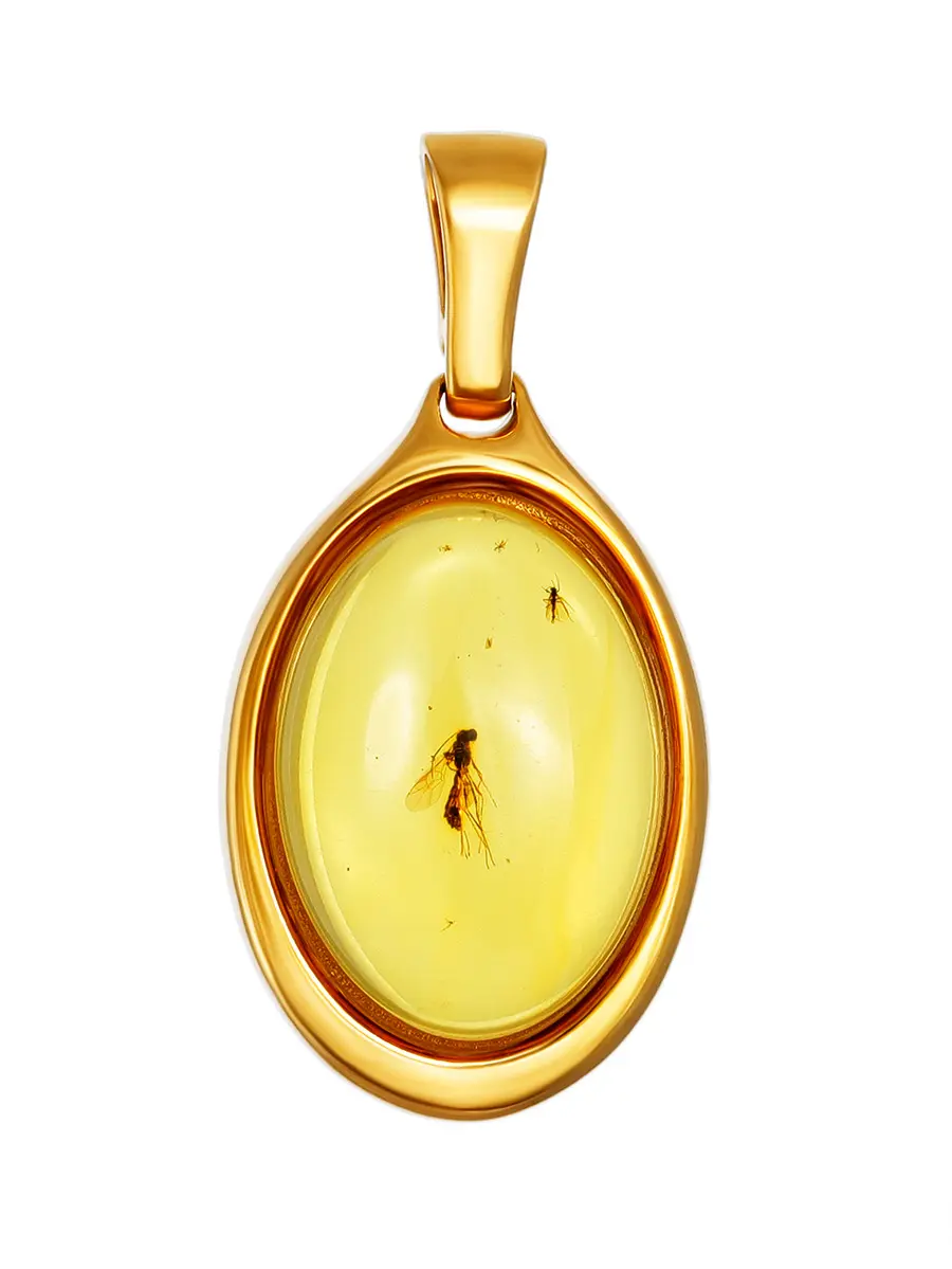 картинка Эффектная подвеска из лимонного янтаря с инклюзами насекомых в онлайн магазине