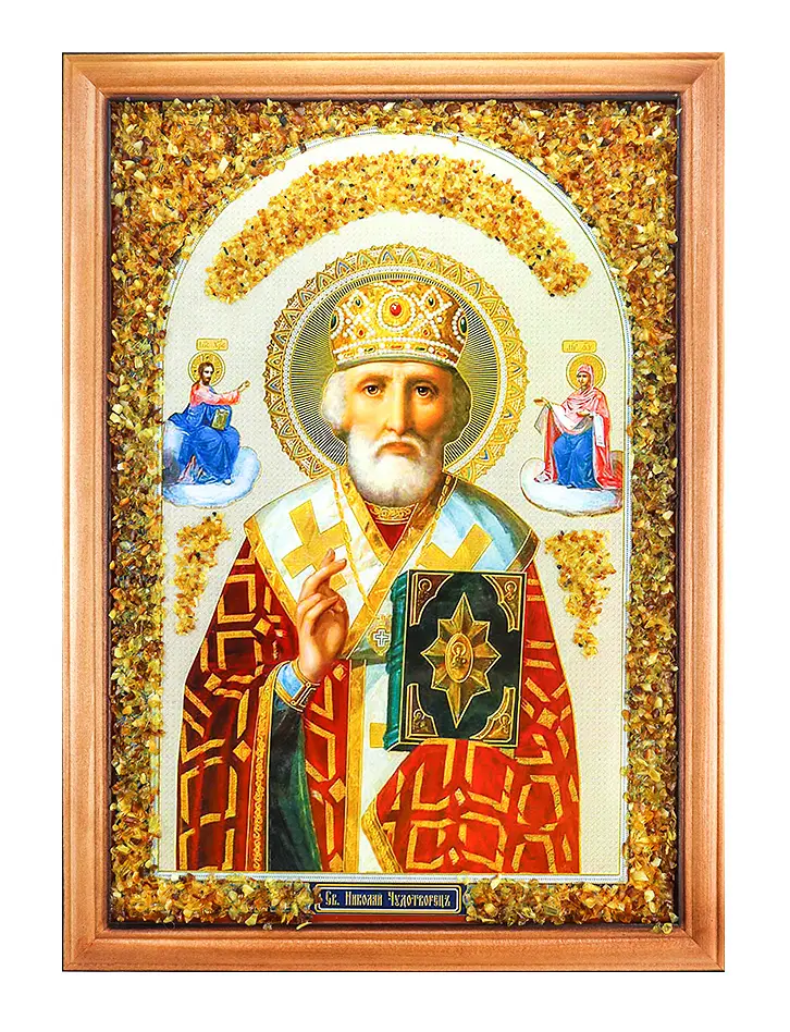 картинка Янтарная икона Святого Николая Чудотворца в онлайн магазине