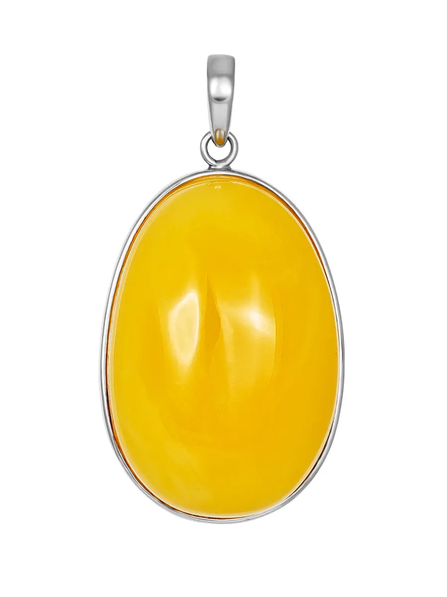 картинка Подвеска-капля из цельного янтаря медового цвета в серебре в онлайн магазине