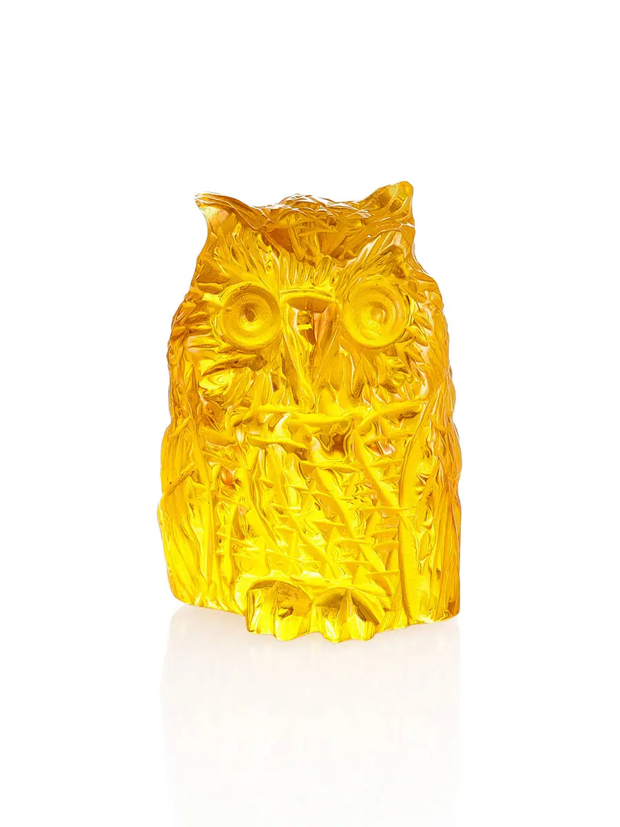 картинка Резная фигурка из натурального цельного золотистого янтаря «Сова» в онлайн магазине