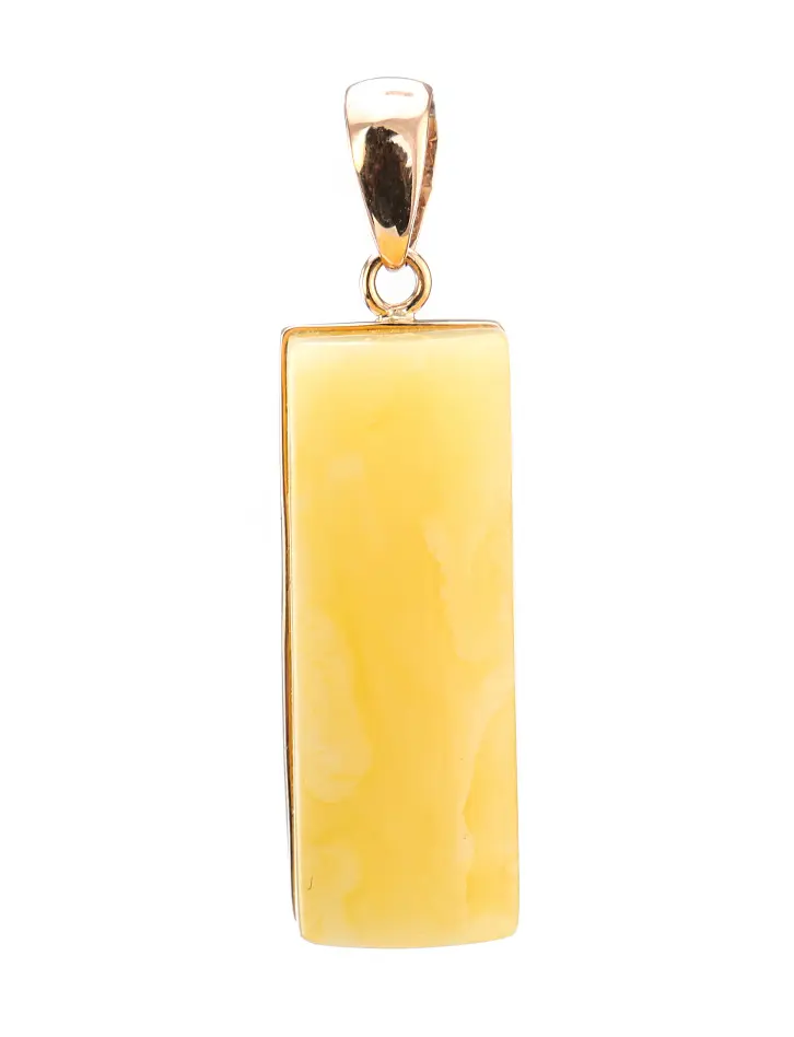 картинка Удлинённая подвеска прямоугольной формы с натуральным балтийским медовым янтарём в онлайн магазине