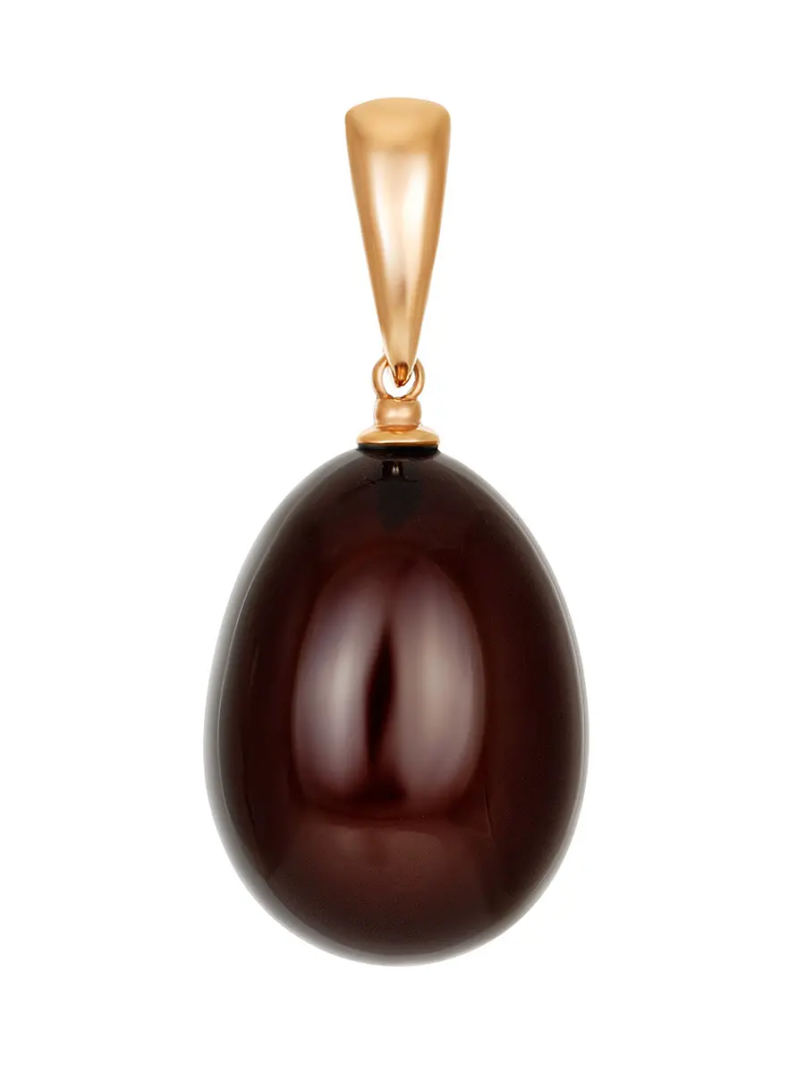 картинка Яркая подвеска из натурального янтаря тёмно-вишнёвого цвета в онлайн магазине