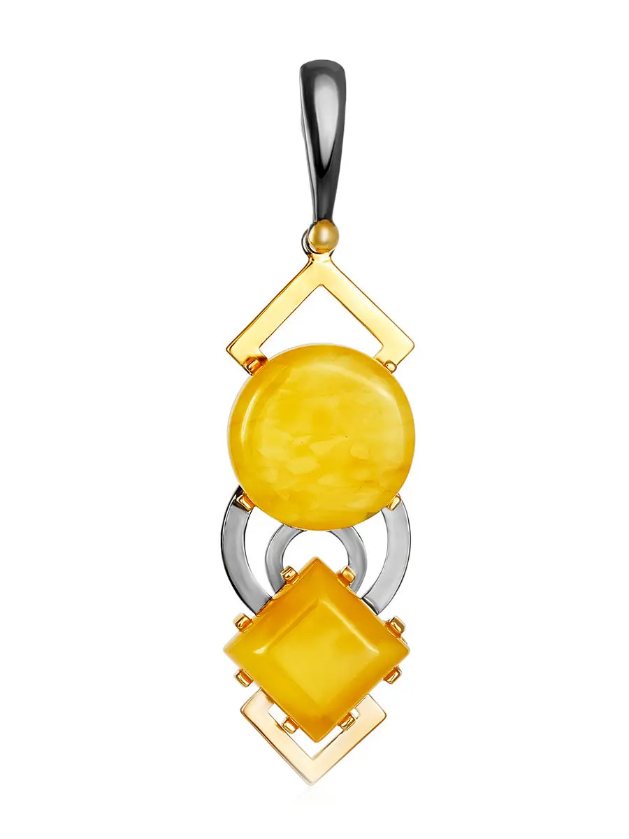 картинка Подвеска в геометрическом дизайне из медового янтаря «Пикассо» в онлайн магазине