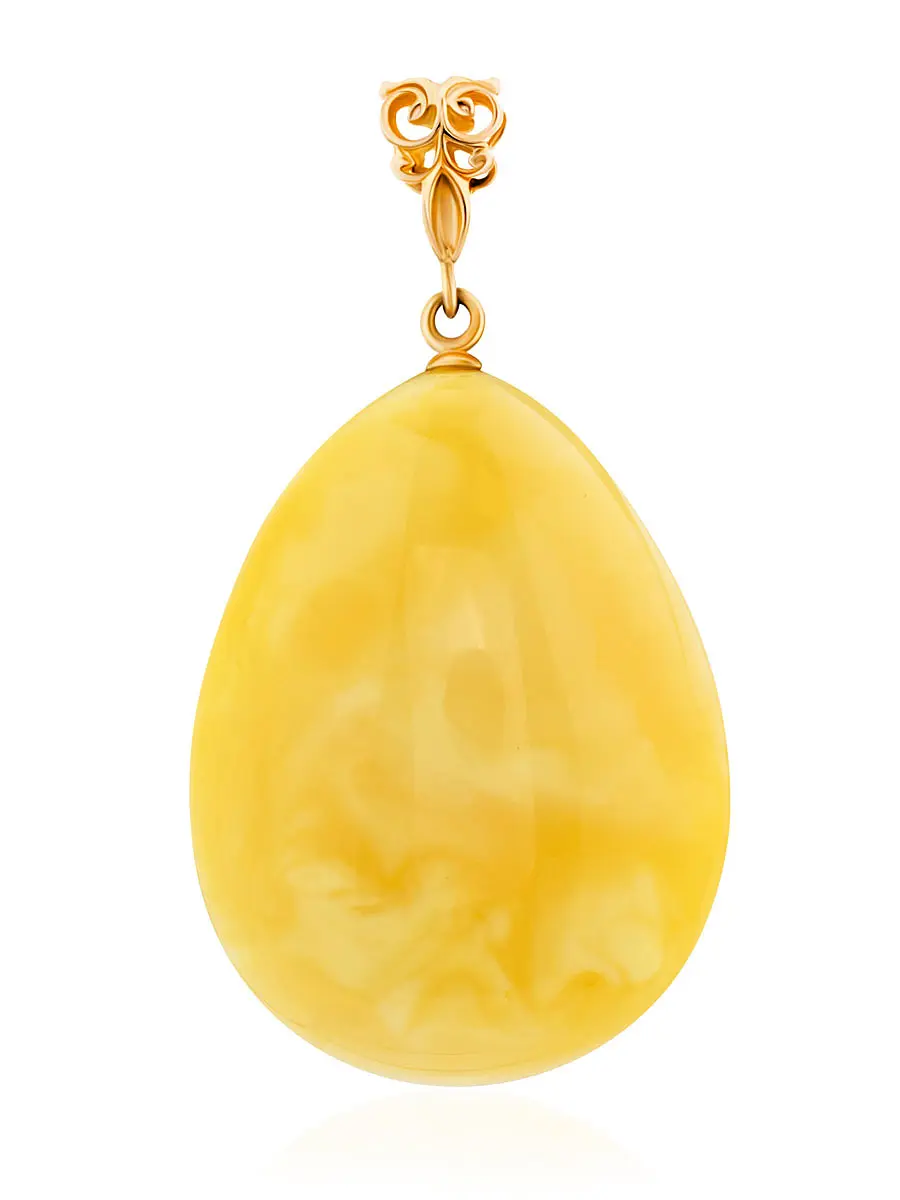 картинка Элегантный кулон из натурального медового янтаря с золотом в онлайн магазине