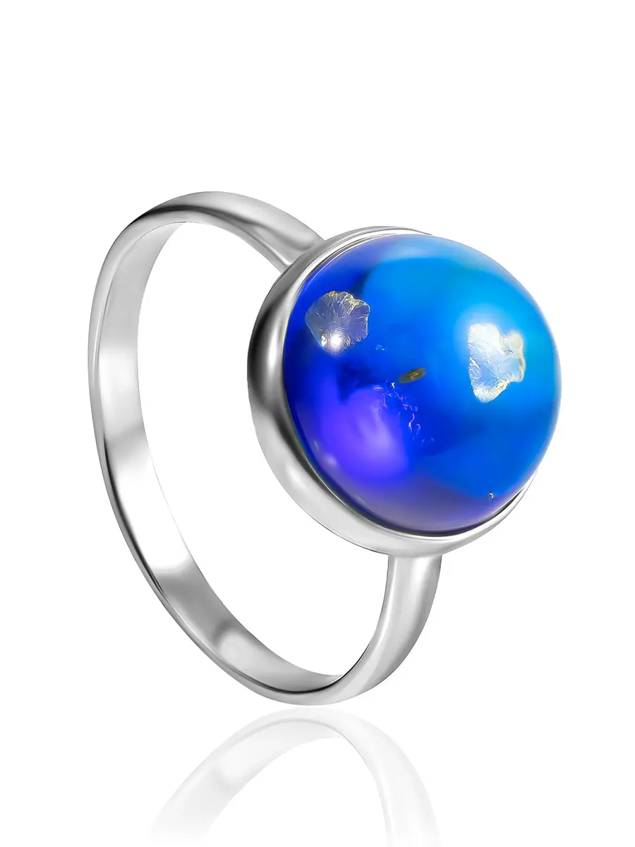 картинка Небольшое кольцо «Сорбонна» с ярко-синим янтарём в онлайн магазине