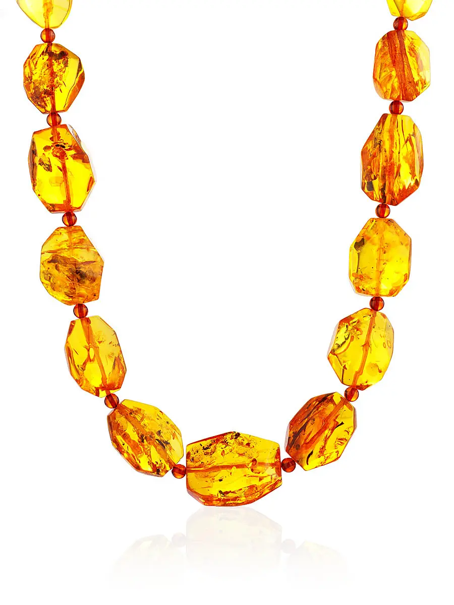картинка Яркие бусы из натурального янтаря «Крупные золотистые леденцы» в онлайн магазине