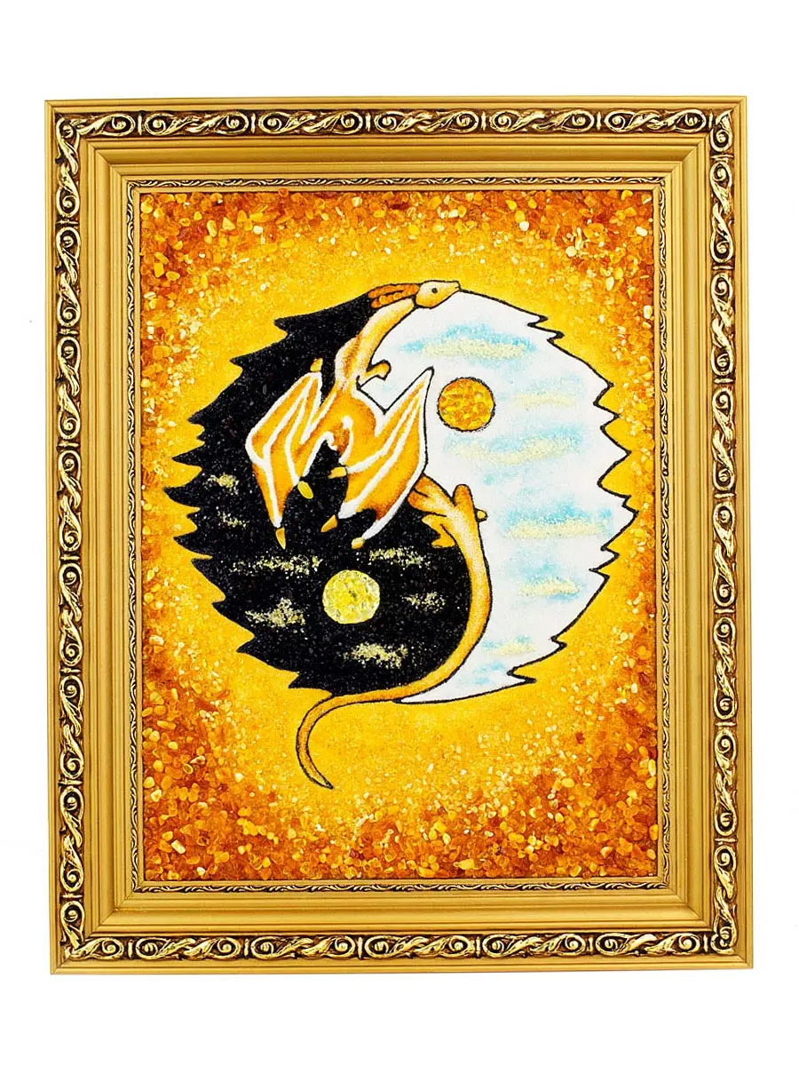 картинка Панно из натурального янтаря «Дракон» в онлайн магазине