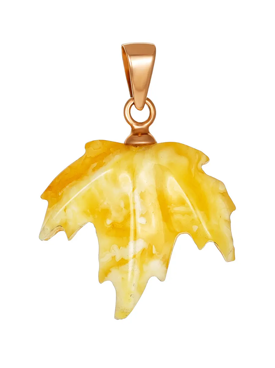 картинка Эффектная подвеска из резного янтаря и золота «Канада» в онлайн магазине
