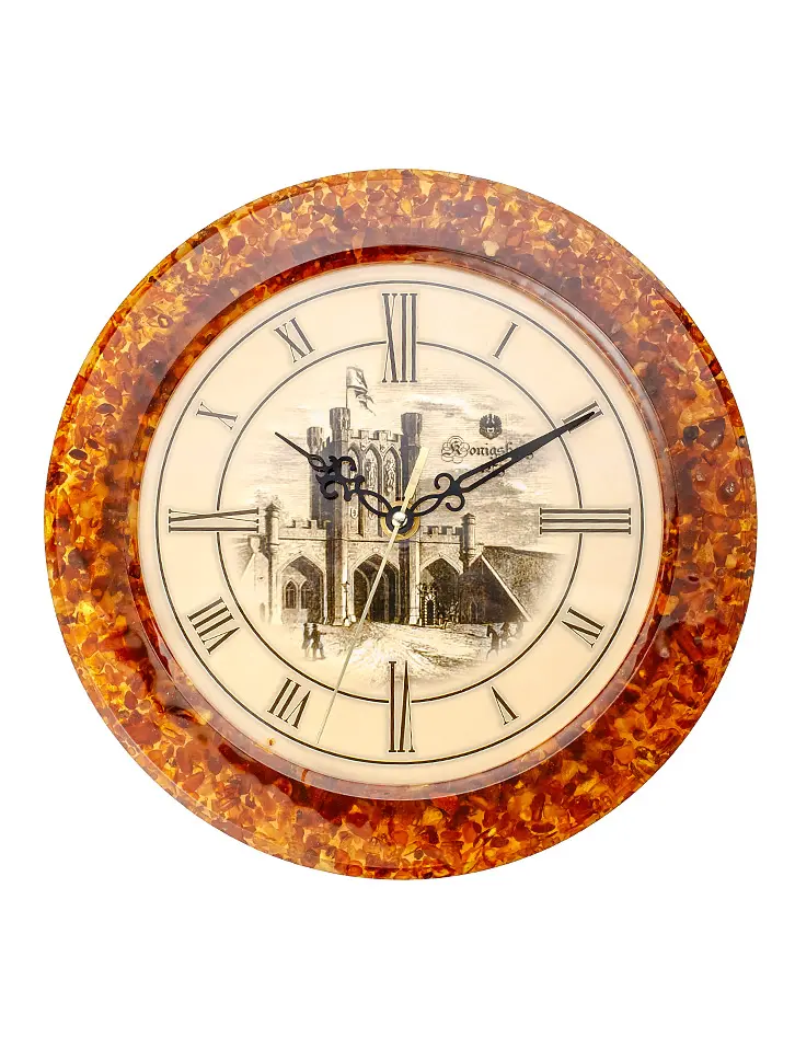 картинка Настенные часы в раме из янтаря «Королевские ворота» в онлайн магазине