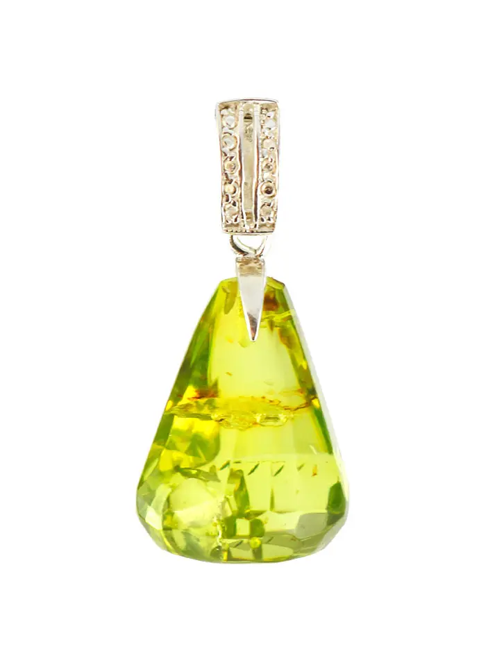 картинка Кулон из натурального колумбийского янтаря с алмазной огранкой в онлайн магазине