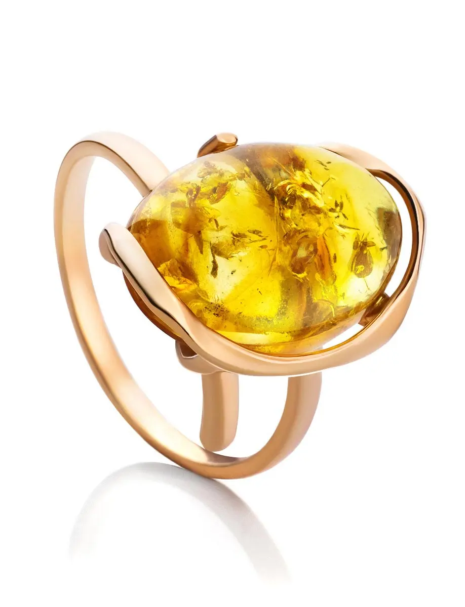 картинка Позолоченное кольцо с лимонным янтарём «Вивальди» в онлайн магазине