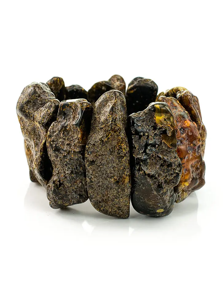 картинка Cтильный широкий браслет «Помпеи» из натурального балтийского янтаря в онлайн магазине
