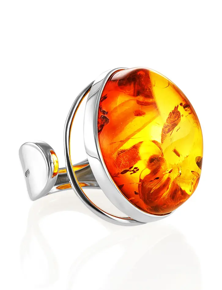 картинка Элегантное кольцо «Глянец» из натурального балтийского янтаря в онлайн магазине